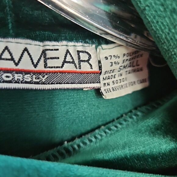 Chinawear By Morsly Women's Sm Green Velour Mock Neck Top long sleeve Vintage - Picture 3 of 9